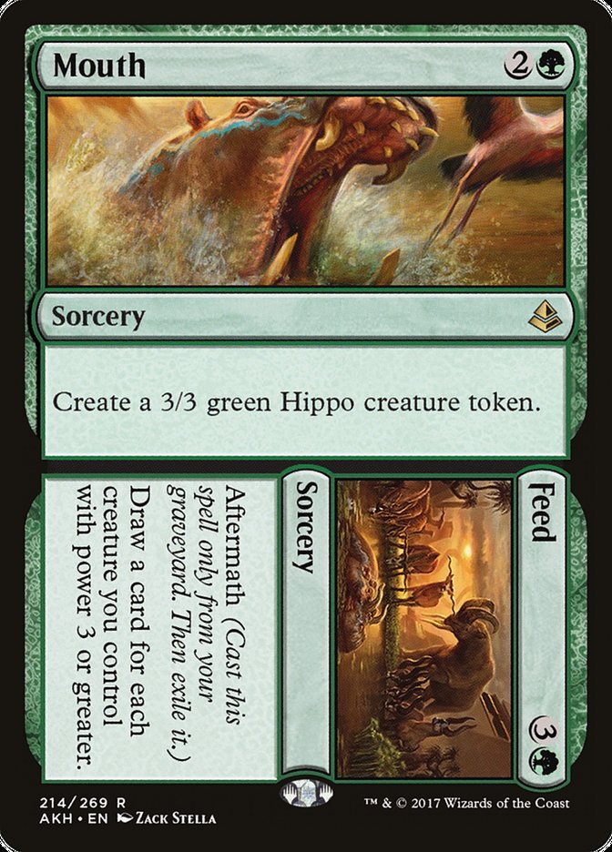 Mouth // Feed 2x FOIL AKH MTG Amonkhet Rare MINT green Mouth // Feed 2x FOIL AKH MTG Amonkhet Rare MINT green