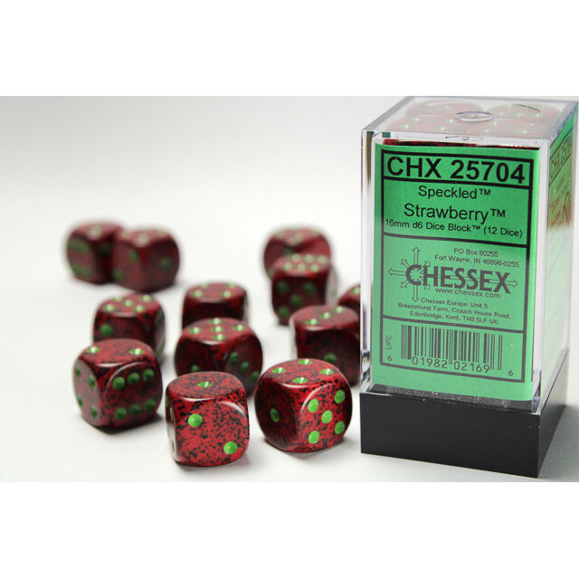Chessex Speckled 16mm d6 Strawberry Block (12)