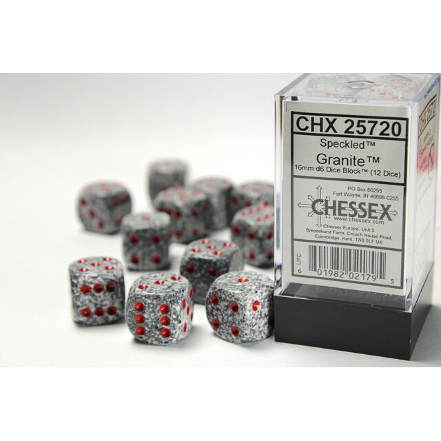 Chessex Speckled 16mm d6 Granite Block (12)