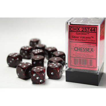 Chessex Speckled 16mm d6 Silver Volcano Block (12)