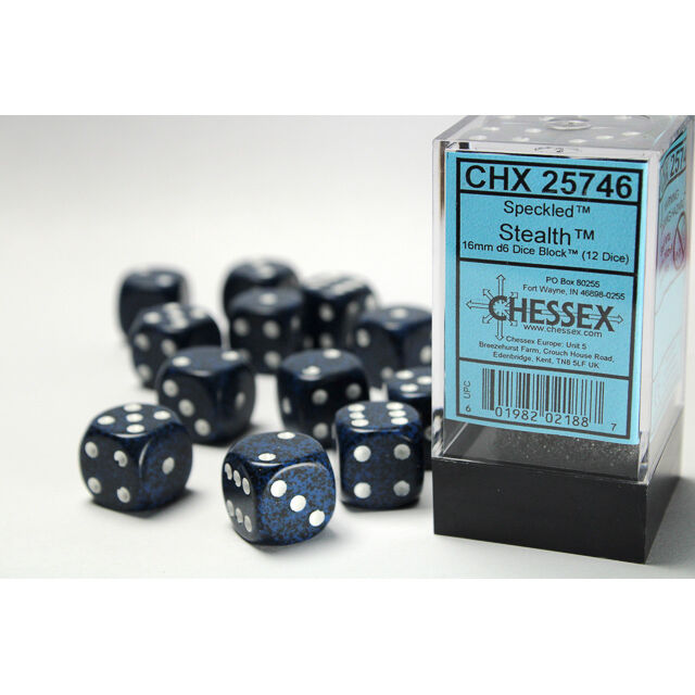 Chessex Speckled 16mm d6 Stealth Block (12)