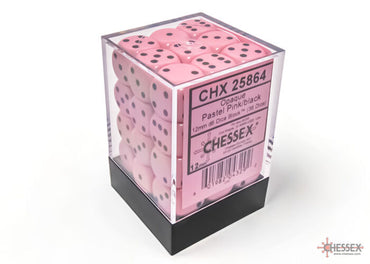 Chessex Opaque 12mm d6 Pastel Pink/Black (36)