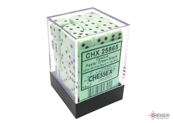 Chessex Opaque 12mm d6 Pastel Green/Black (36)