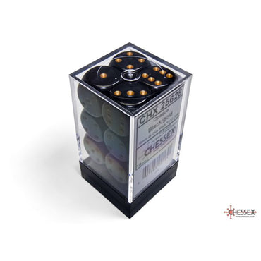 Chessex Opaque 16mm d6 Black/Gold Block (12)