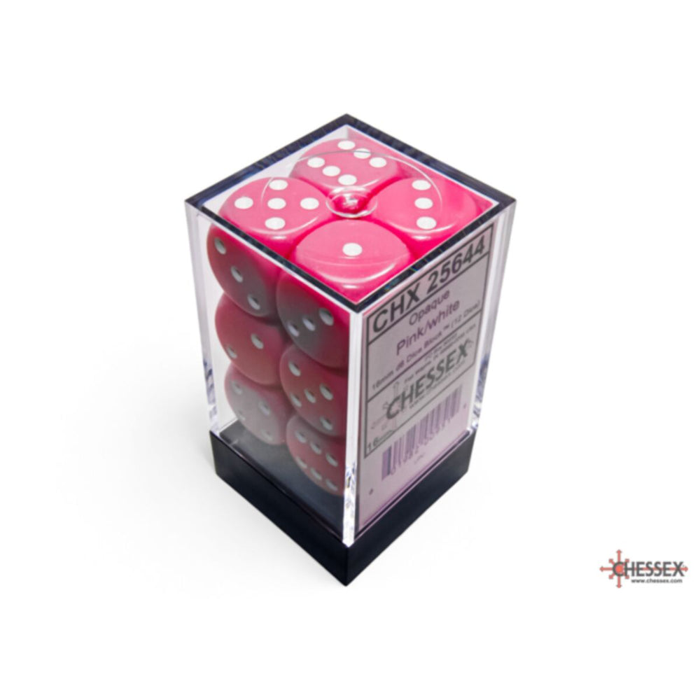 Chessex Opaque 16mm d6 Pink/White (12)