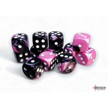 Chessex Gemini 16mm d6 Black-Pink/White (12)