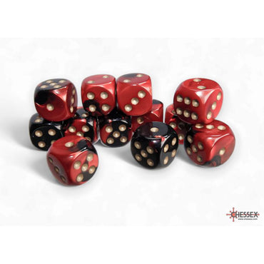 Chessex Gemini 16mm d6 Black-Red/Gold (12)
