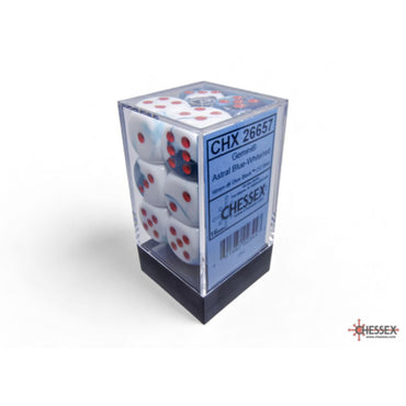Chessex Gemini 16mm d6 Astral Blue-White/Red Dice (12)