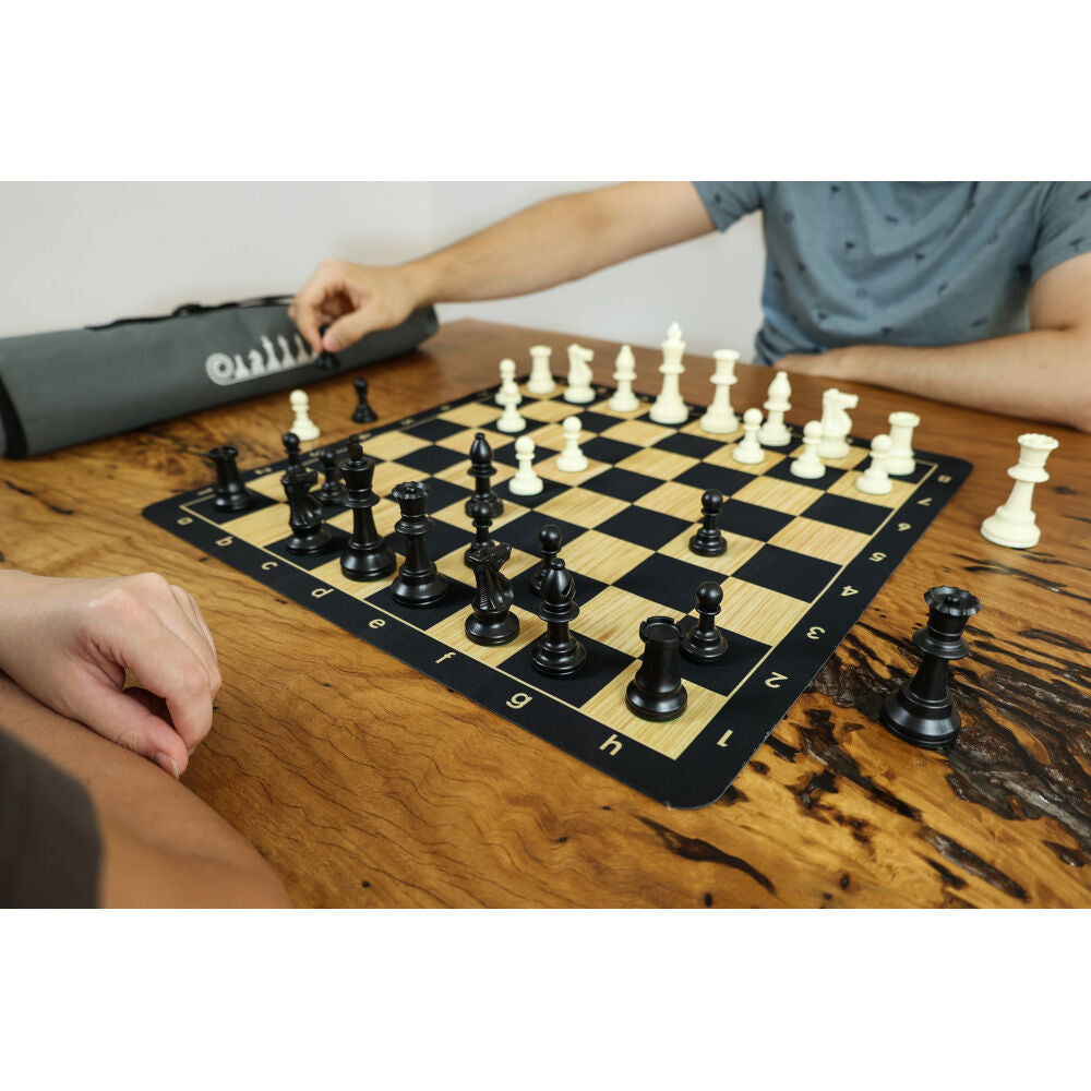 Classics Travel Chess Set - Black/Wood Grain