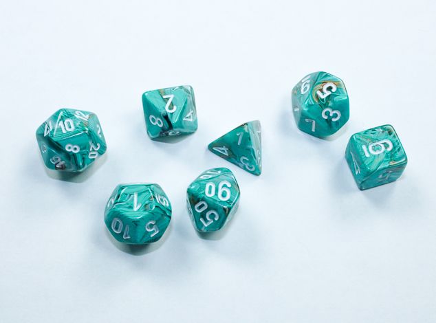 Chessex Marble Mini Oxi-Copper/White 7-Die Set