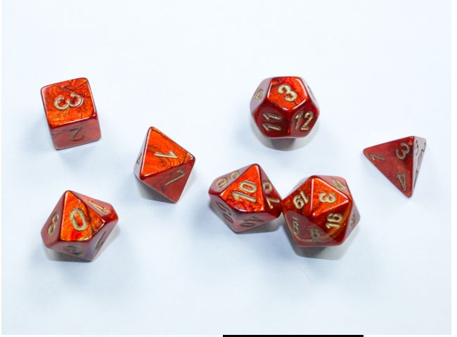 Chessex Scarab Mini Scarlet/Gold 7-Die Set