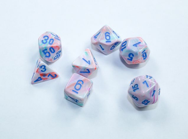 Chessex Festive Mini Pop Art/Blue 7-Die Set
