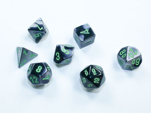 Chessex Gemini Mini Black-Grey/Green 7-Die Set