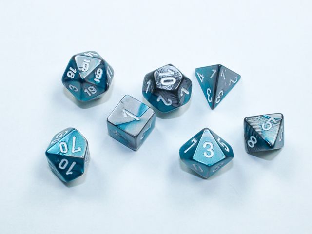 Chessex Gemini Mini Steel-Teal/White 7-Die Set