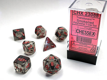 Chessex Translucent Smoke/Red 7-Die Set