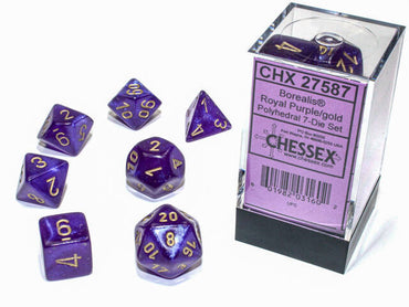 Chessex Borealis Royal Purple/Gold (Luminary Effect) 7-Die Set