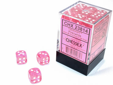 Chessex Translucent 12mm d6 Pink/White Block (36)