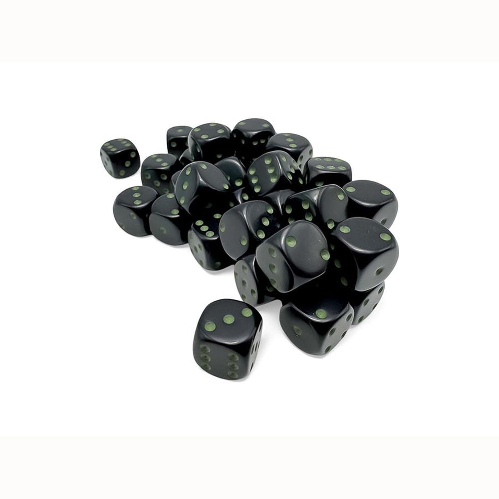 Chessex Opaque 12mm d6 Black/Green (36)