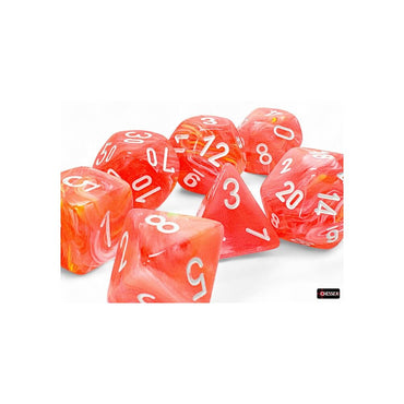 Chessex Festive Mega-hedral Dahlia/white Luminary 7-Die Set