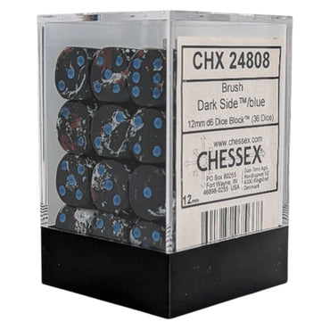 Chessex Brush Dark Side/Blue 12mm d6 Dice Block (36)