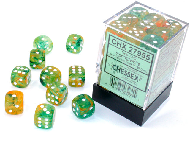 Chessex Luminary Nebula 12mm d6 Spring/White Block (36)