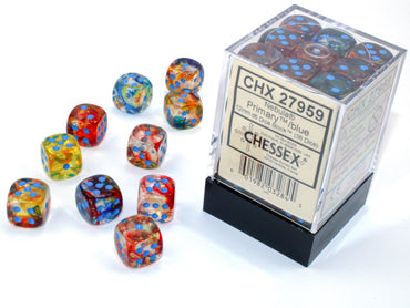 Chessex Luminary Nebula 12mm d6 Primary/Blue Block (36)