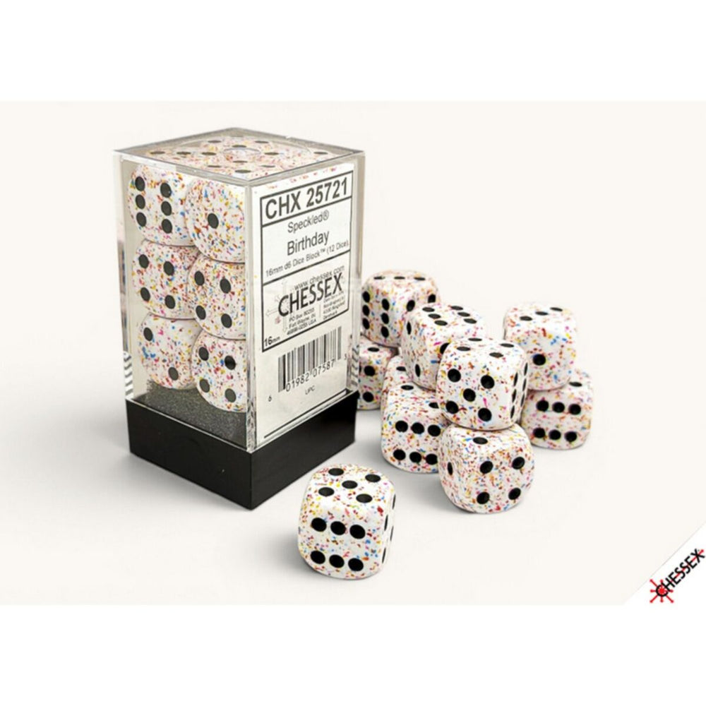 Chessex Speckled Birthday 16mm d6 Dice Block (12)