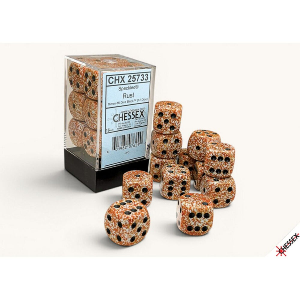 Chessex Speckled Rust 16mm d6 Dice Block (12)