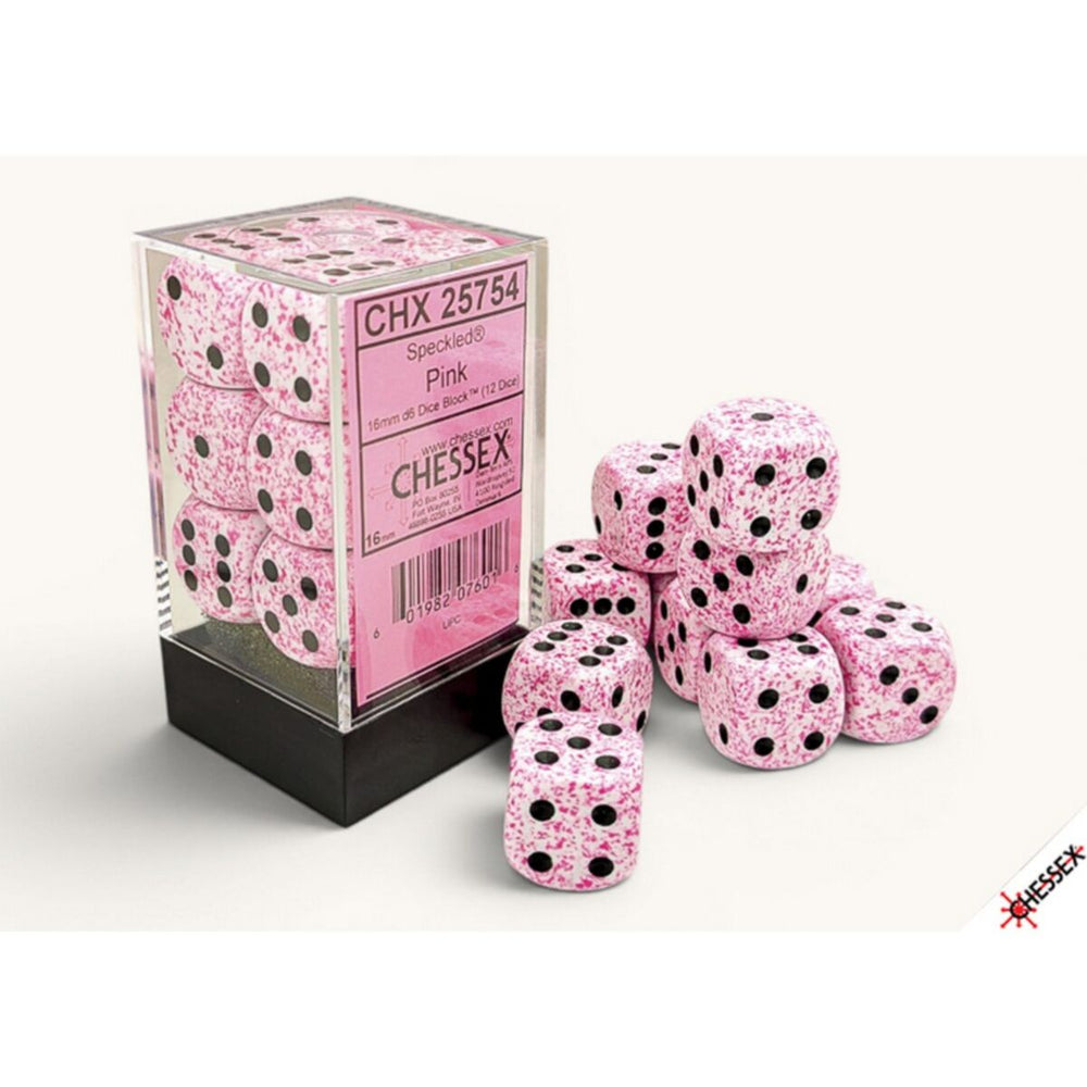 Chessex Speckled Pink 16mm d6 Dice Block (12)