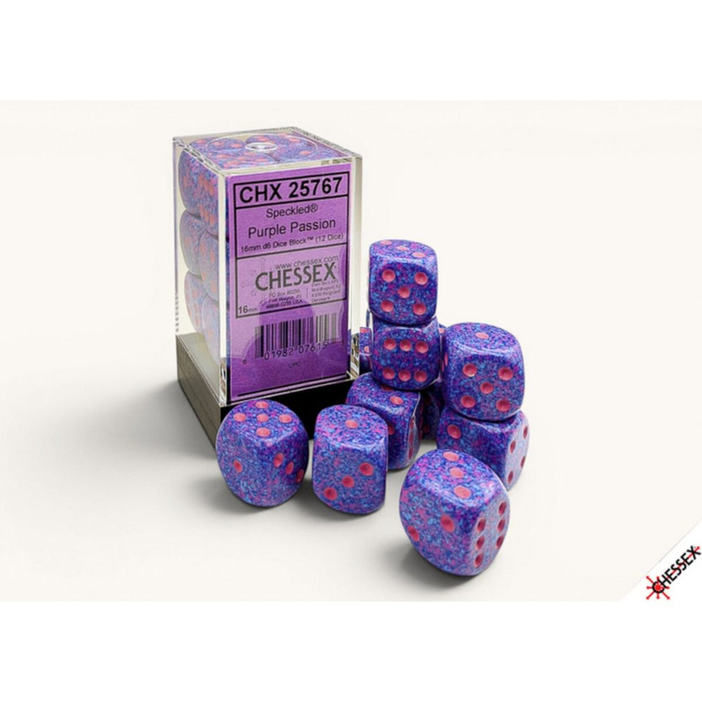 Chessex Speckled Purple Passion 16mm d6 Dice Block (12)