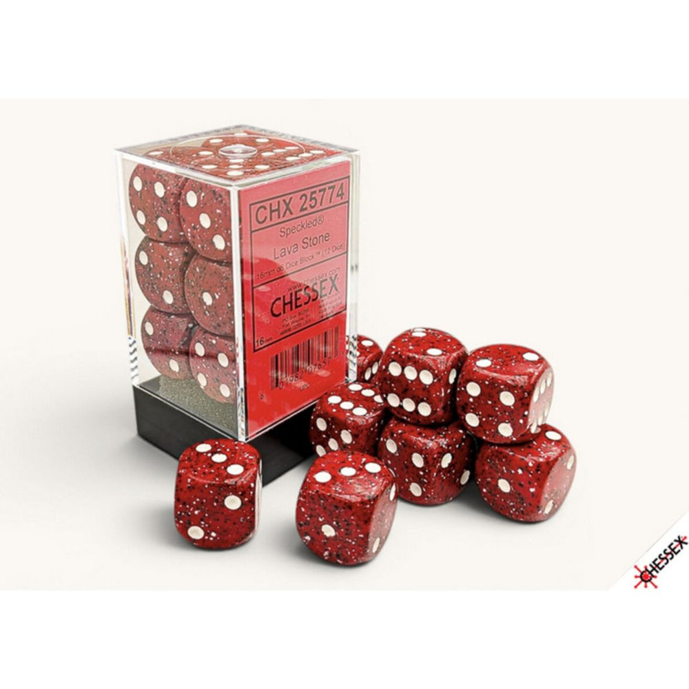 Chessex Speckled Lava Stone 16mm d6 Dice Block (12)