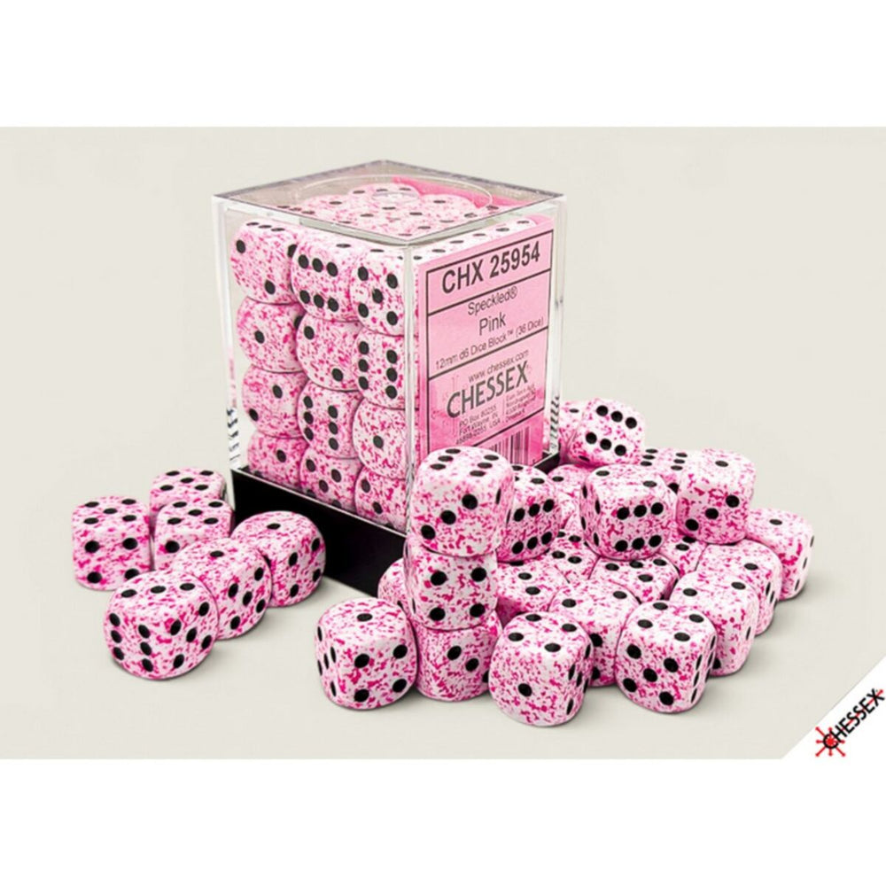 Chessex Speckled Pink 12mm d6 Dice Block (36)