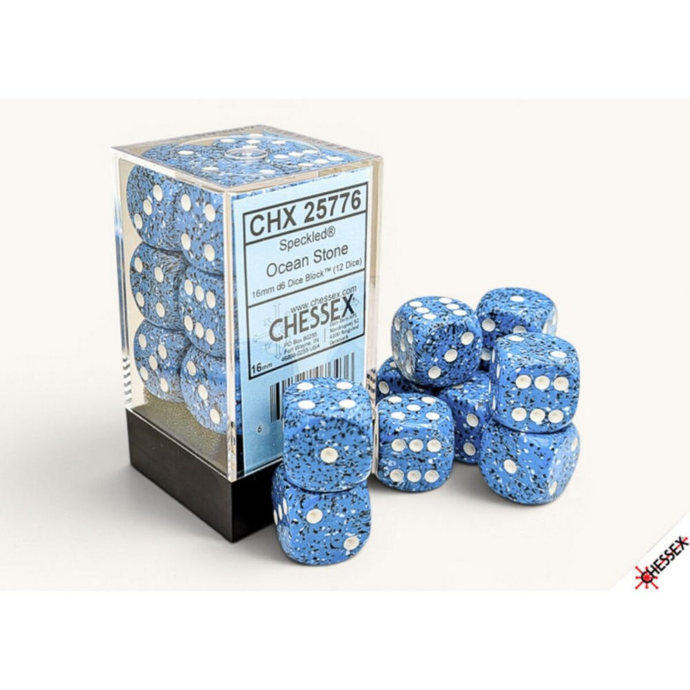 Chessex Speckled Ocean Stone 16mm d6 Dice Block (12)