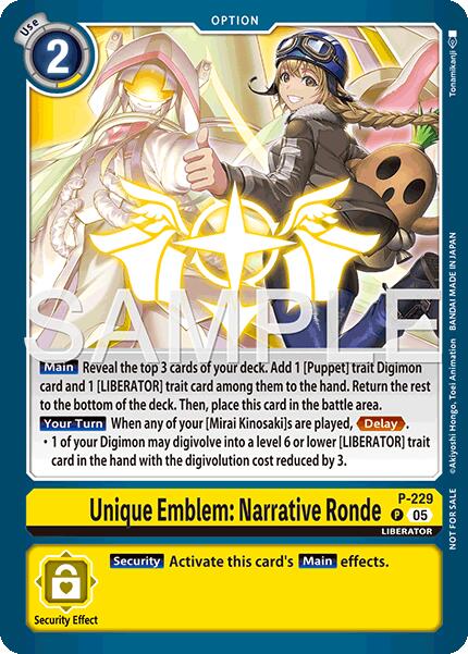 Unique Emblem: Narrative Ronde [P-229] (Dawn of Liberator Box Topper) [Promotional Cards]