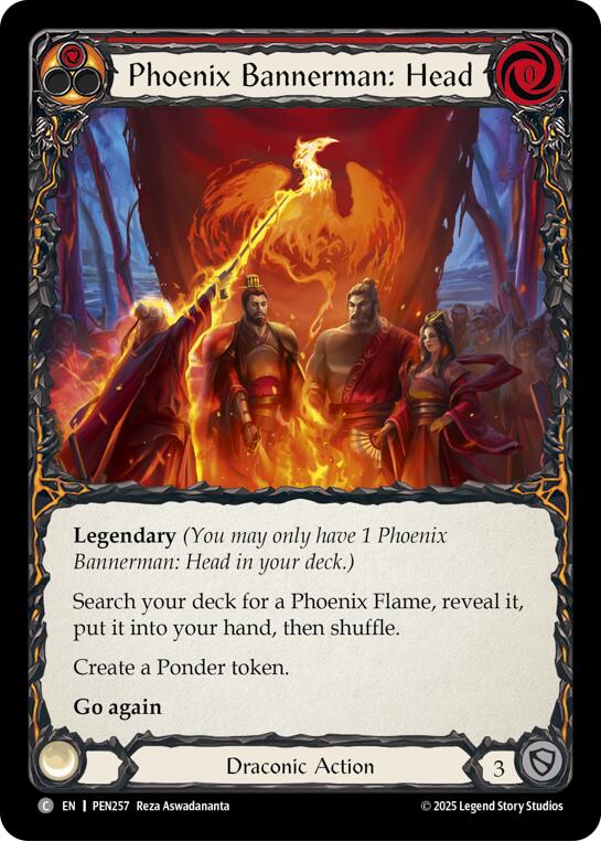 Phoenix Bannerman Head (Red) (Rainbow Foil) [PEN257] (Compendium of Rathe)  Rainbow Foil