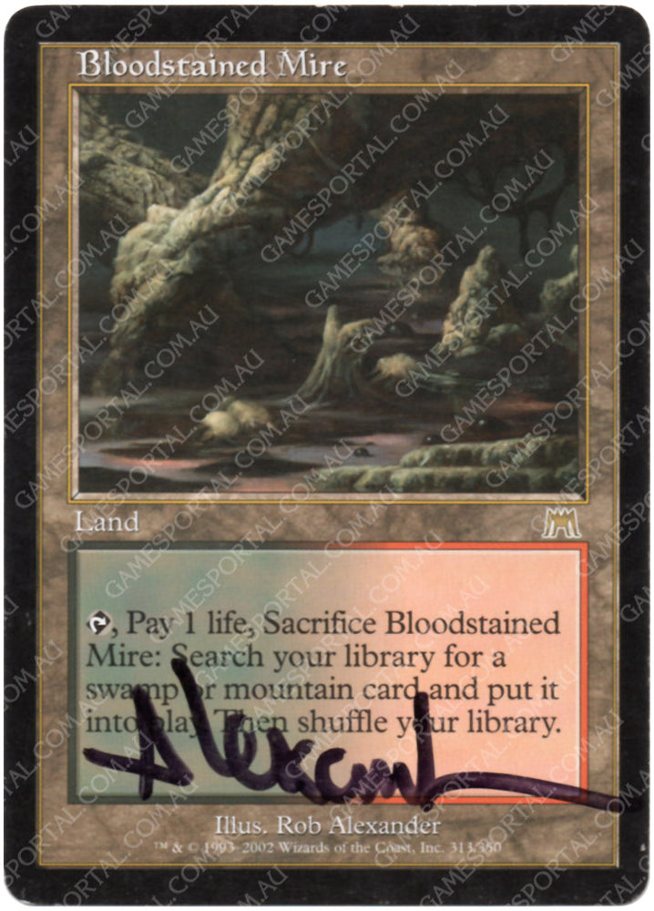 Bloodstained Mire [Onslaught] - Moderately Played, Signed