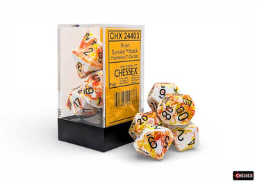 Chessex Brush Sunrise/Black 7-Die Set