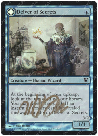 Delver of Secrets [Innistrad] - Lightly Played Foil, English, Signed, #3
