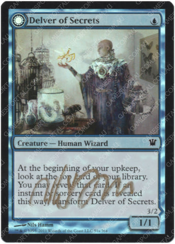 Delver of Secrets [Innistrad] - Near Mint Foil, English, Signed, #1