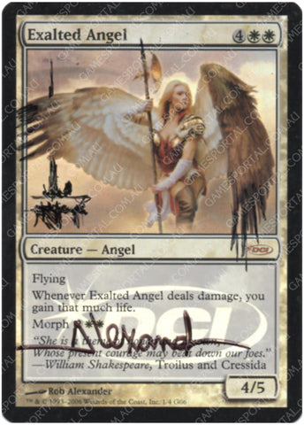 Exalted Angel [Judge Gift Cards 2006] - Lightly Played Foil, English, Signed, Rob Alexander Alter