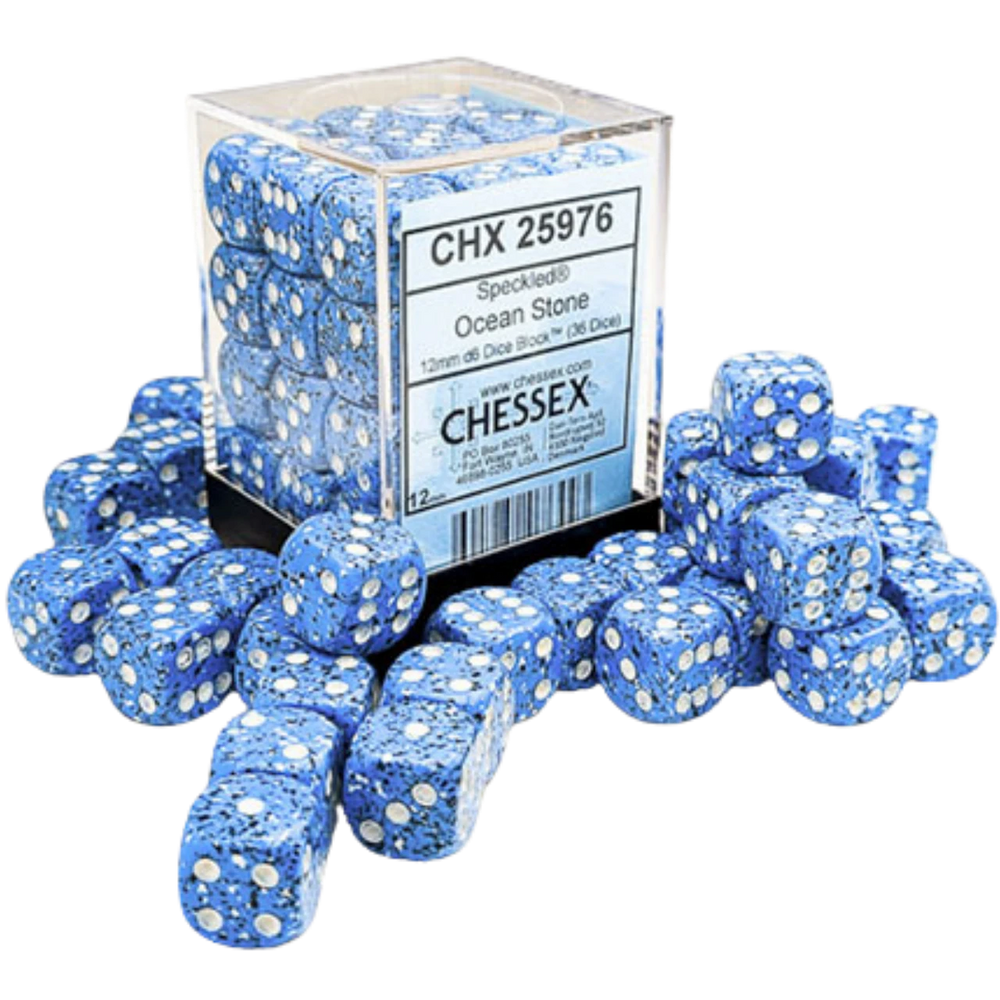 Speckled Ocean Stone 12mm d6 Dice Block (36 dice)