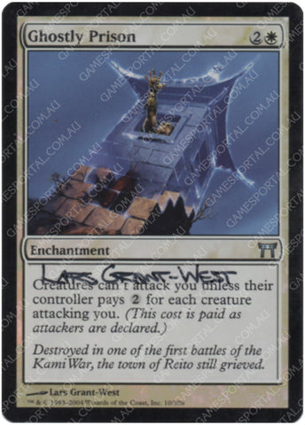 Ghostly Prison [Champions of Kamigawa] - Lightly Played Foil, English, Signed, #2