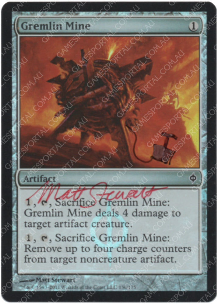 Gremlin Mine [New Phyrexia] - Near Mint Foil, English, Signed, Matt Stewart Alter