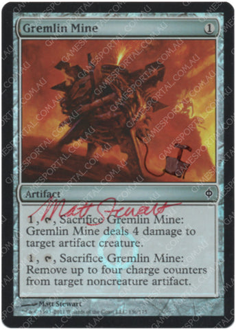 Gremlin Mine [New Phyrexia] - Near Mint Foil, English, Signed, Matt Stewart Alter