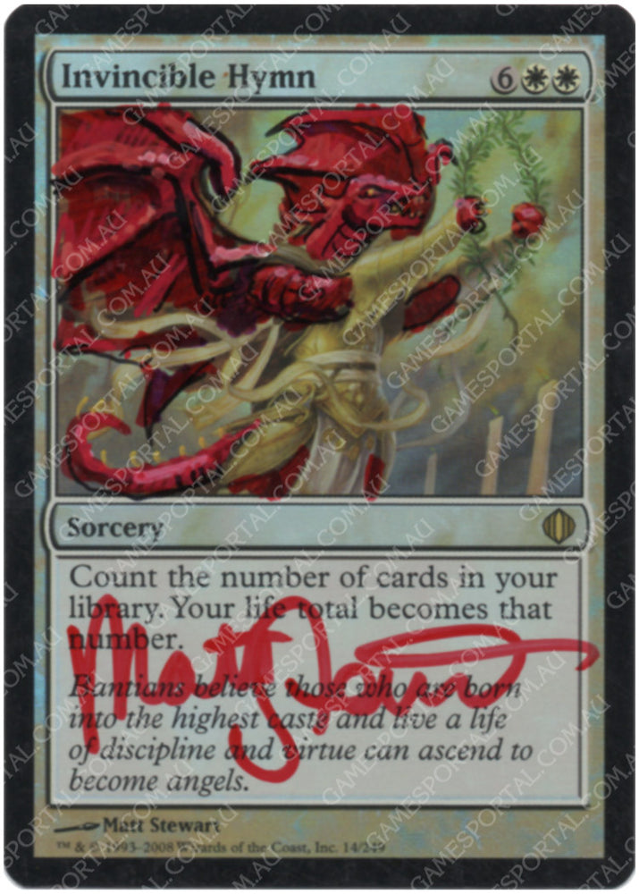 Invincible Hymn [Shards of Alara] - Lightly Played Foil, English, Signed, Matt Stewart Alter