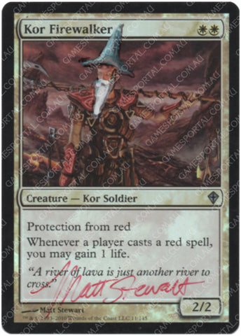 Kor Firewalker [Worldwake] - Lightly Played Foil, English, Signed, Matt Stewart Alter