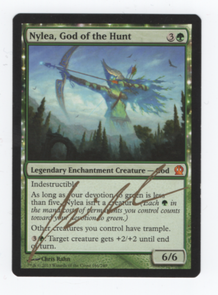 Nylea, God of the Hunt [Theros] - Lightly Played, English, Signed