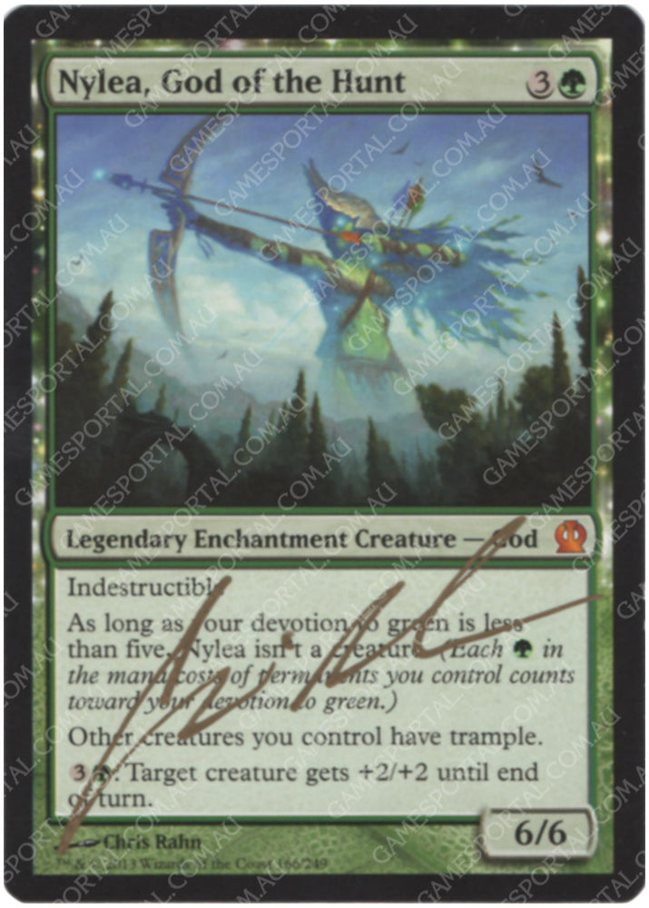 Nylea, God of the Hunt [Theros] - Lightly Played, Signed