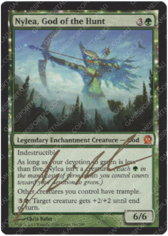 Nylea, God of the Hunt [Theros] - Lightly Played, Signed