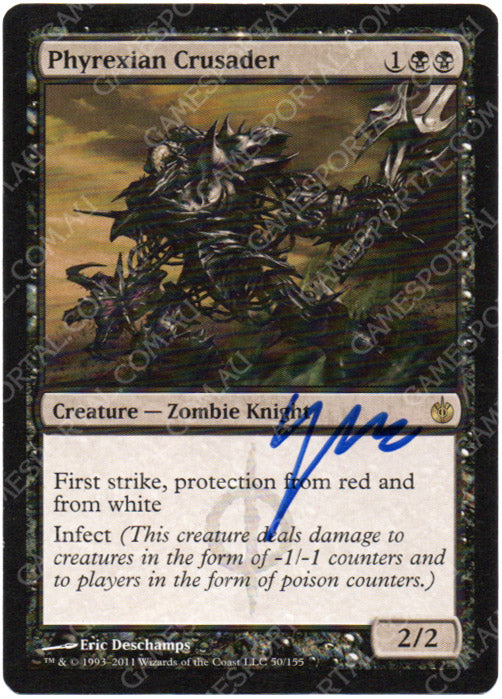 Phyrexian Crusader [Mirrodin Besieged] - Lightly Played, Signed